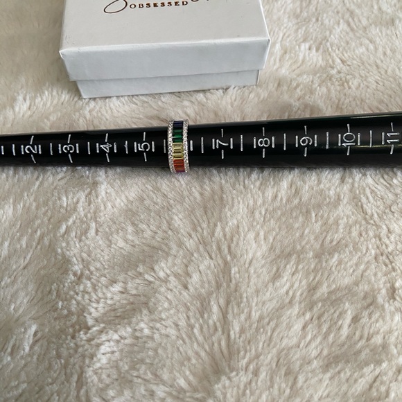 Simply obsessed rainbow baguette ring size 6 - Picture 2 of 2